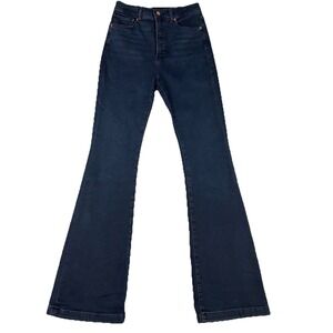 Express Super High Rise Flare Jeans Womens 6L Long Tall Dark Wash Stretch